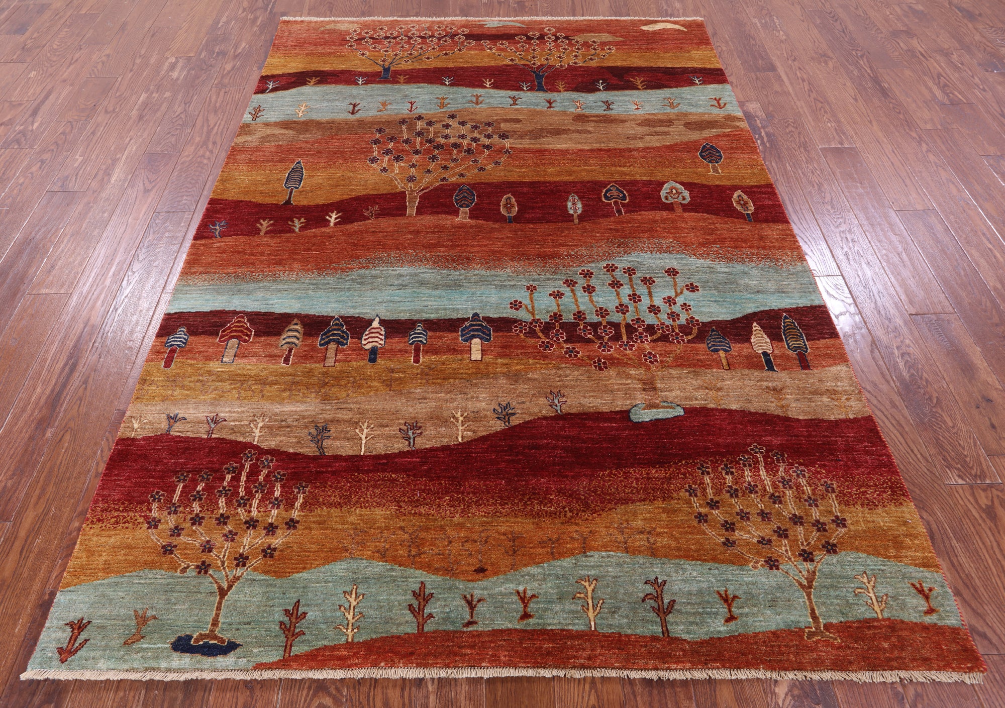 Tribal Persian Gabbeh Hand Knotted Wool Rug - 5' 11" X 8' 3" - Golden Nile