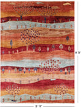 Tribal Persian Gabbeh Hand Knotted Wool Rug - 5' 11" X 8' 3" - Golden Nile