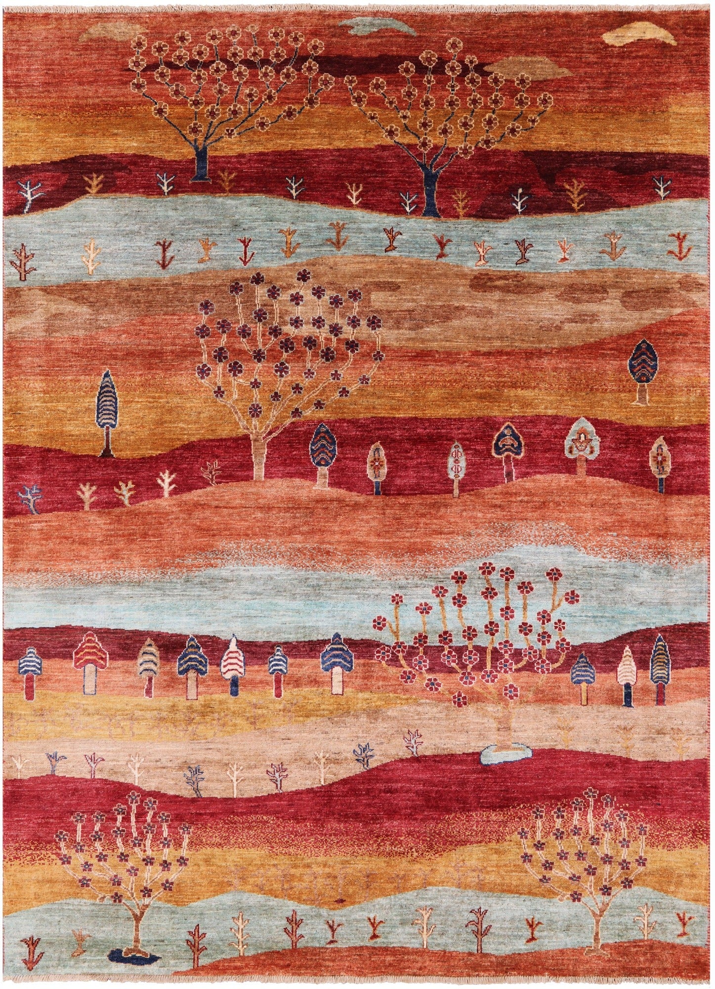 Tribal Persian Gabbeh Hand Knotted Wool Rug - 5' 11" X 8' 3" - Golden Nile