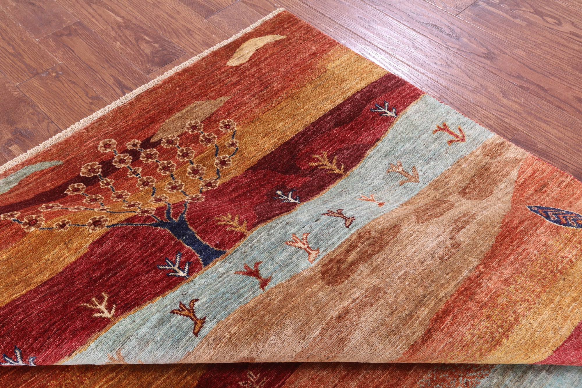 Tribal Persian Gabbeh Hand Knotted Wool Rug - 5' 11" X 8' 3" - Golden Nile