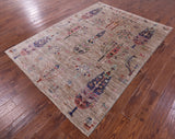 Tribal Persian Gabbeh Hand Knotted Wool Rug - 5' 10" X 7' 10" - Golden Nile