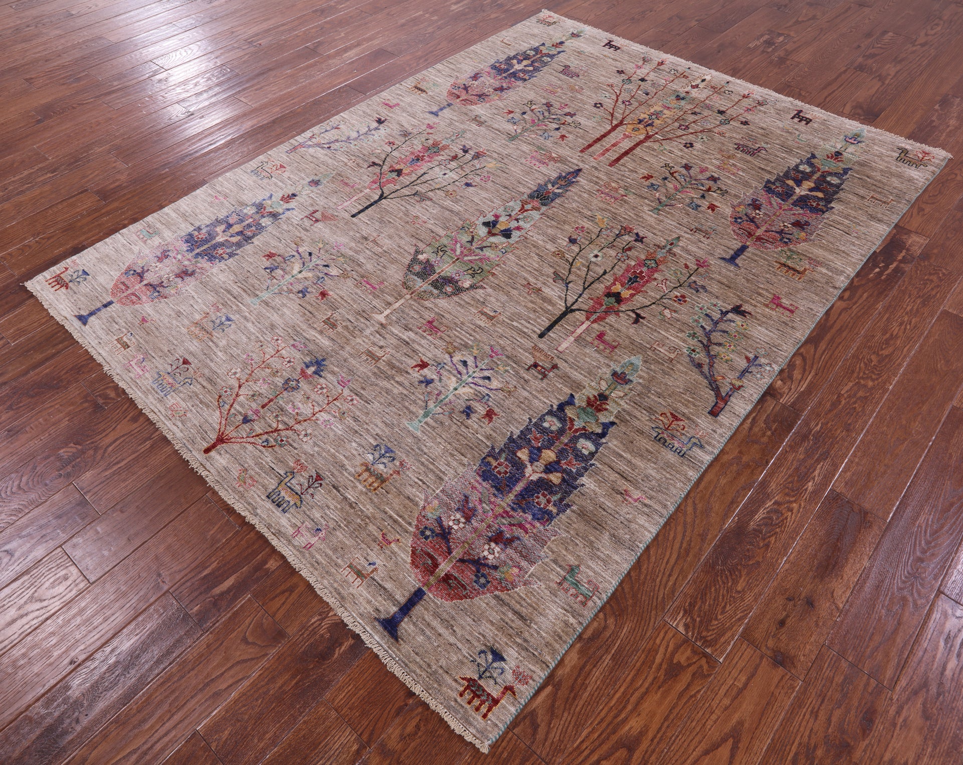 Tribal Persian Gabbeh Hand Knotted Wool Rug - 5' 10" X 7' 10" - Golden Nile