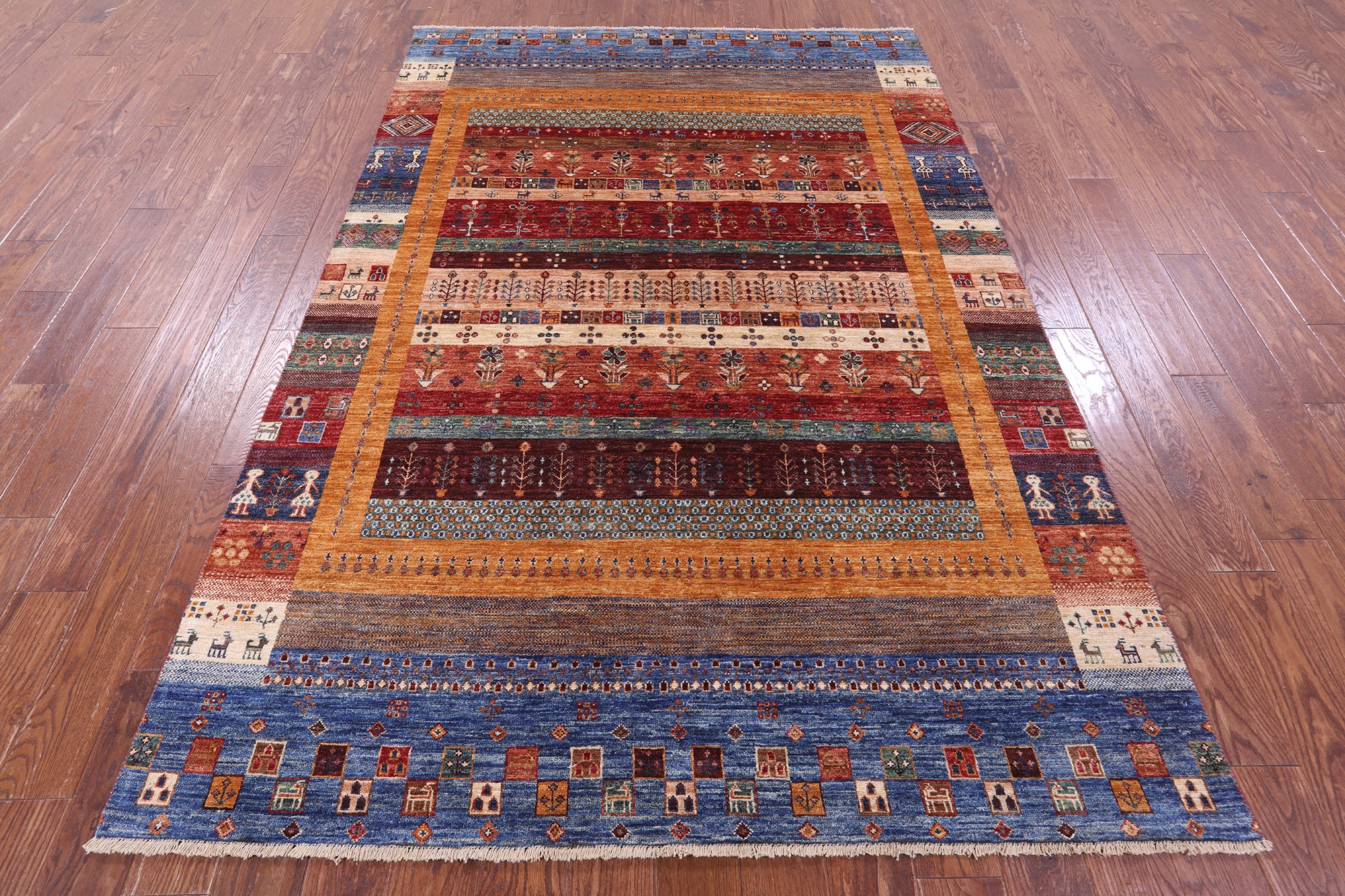Tribal Persian Gabbeh Handmade Wool Rug - 5' 8" X 8' 4" - Golden Nile