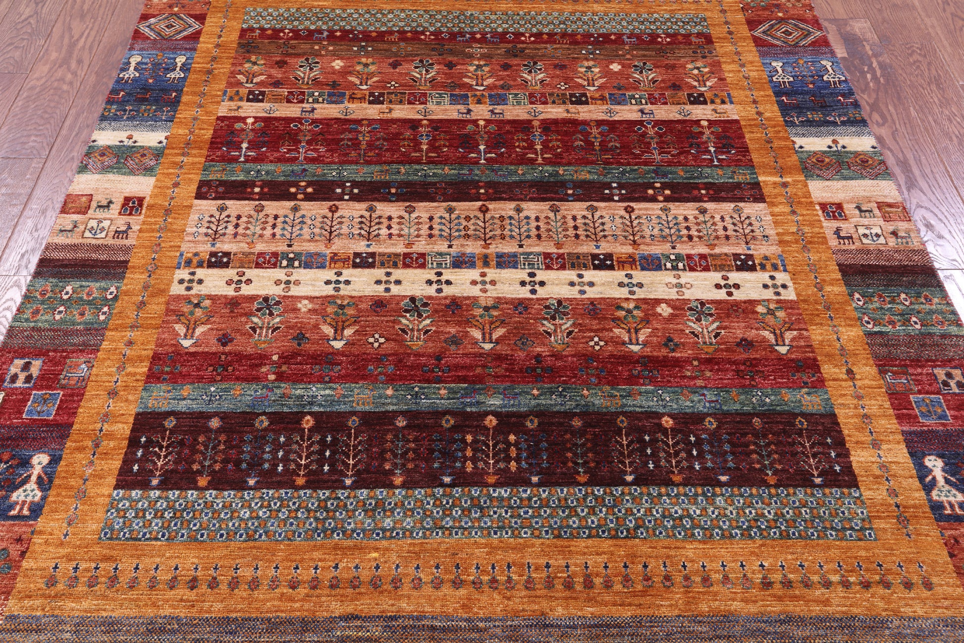 Tribal Persian Gabbeh Handmade Wool Rug - 5' 8" X 8' 4" - Golden Nile