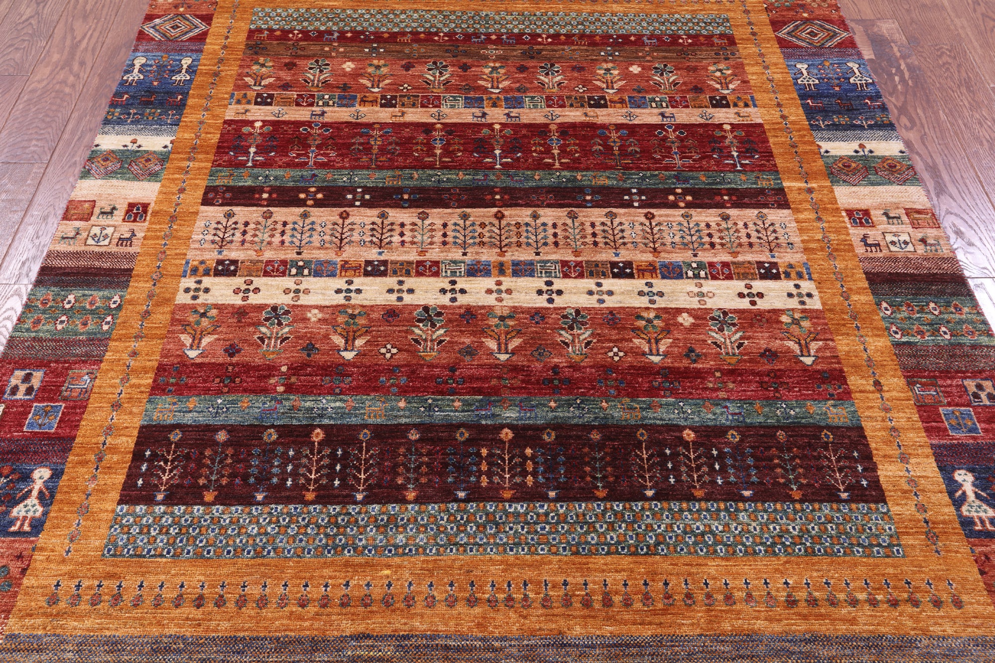 Tribal Persian Gabbeh Handmade Wool Rug - 5' 8" X 8' 4" - Golden Nile