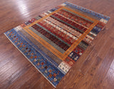 Tribal Persian Gabbeh Handmade Wool Rug - 5' 8" X 8' 4" - Golden Nile
