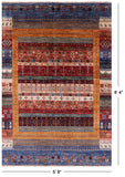 Tribal Persian Gabbeh Handmade Wool Rug - 5' 8" X 8' 4" - Golden Nile