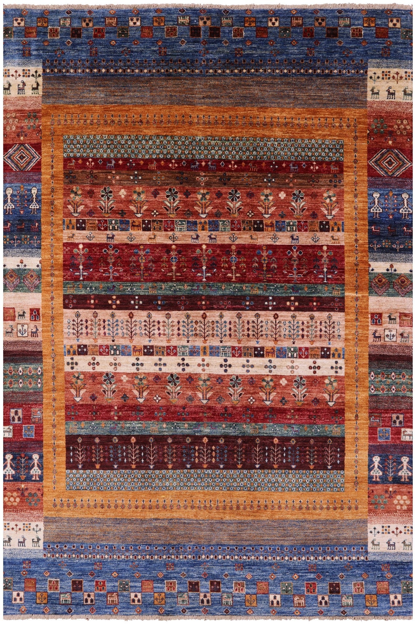 Tribal Persian Gabbeh Handmade Wool Rug - 5' 8" X 8' 4" - Golden Nile