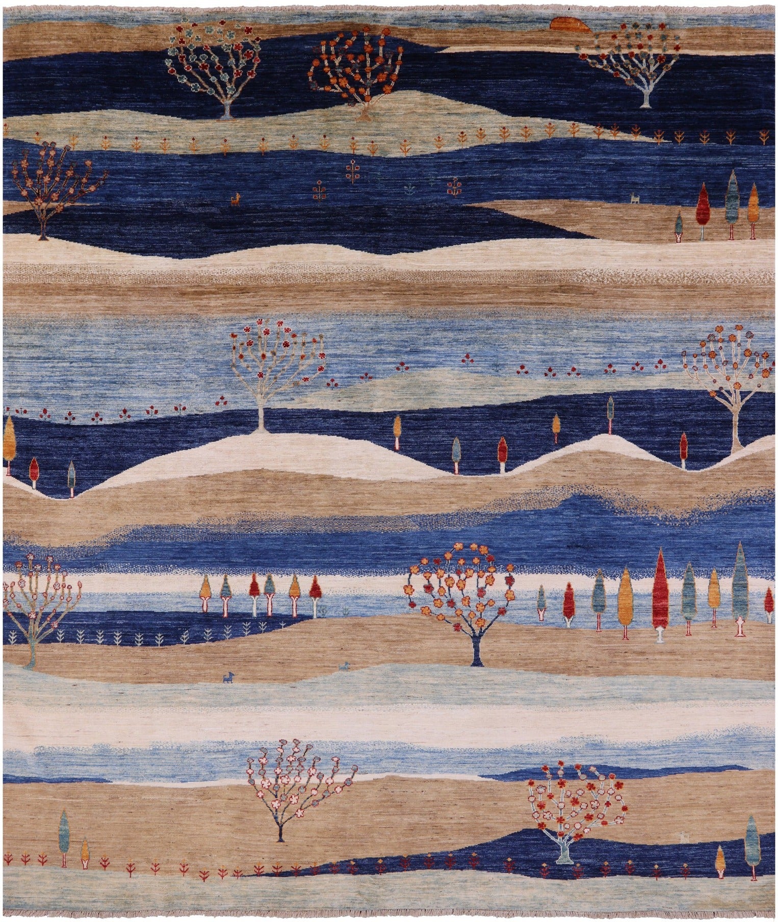 Tribal Persian Gabbeh Hand Knotted Wool Rug - 8' 4" X 9' 6" - Golden Nile