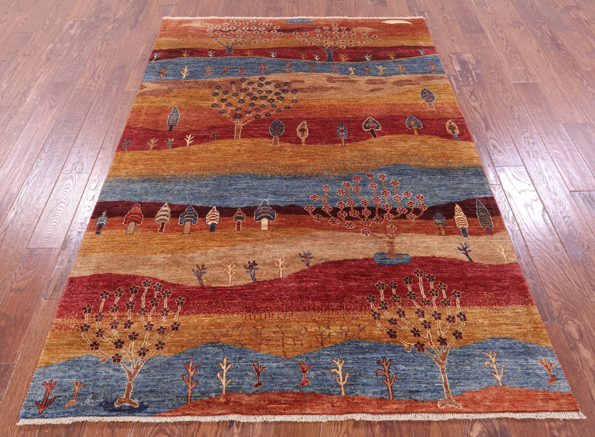 Tribal Persian Gabbeh Hand Knotted Wool Rug - 5' 1" X 7' 4" - Golden Nile
