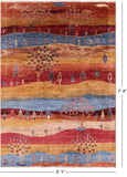 Tribal Persian Gabbeh Hand Knotted Wool Rug - 5' 1" X 7' 4" - Golden Nile