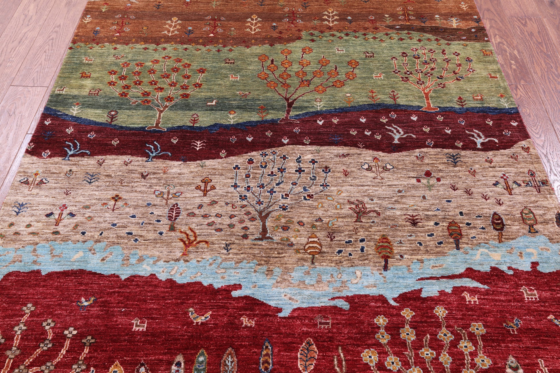 Tribal Persian Gabbeh Handmade Wool Rug - 5' 1" X 6' 7" - Golden Nile