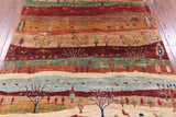 Tribal Persian Gabbeh Hand Knotted Wool Rug - 5' 1" X 6' 8" - Golden Nile