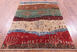 Tribal Persian Gabbeh Hand Knotted Wool Rug - 5' 1" X 6' 10" - Golden Nile