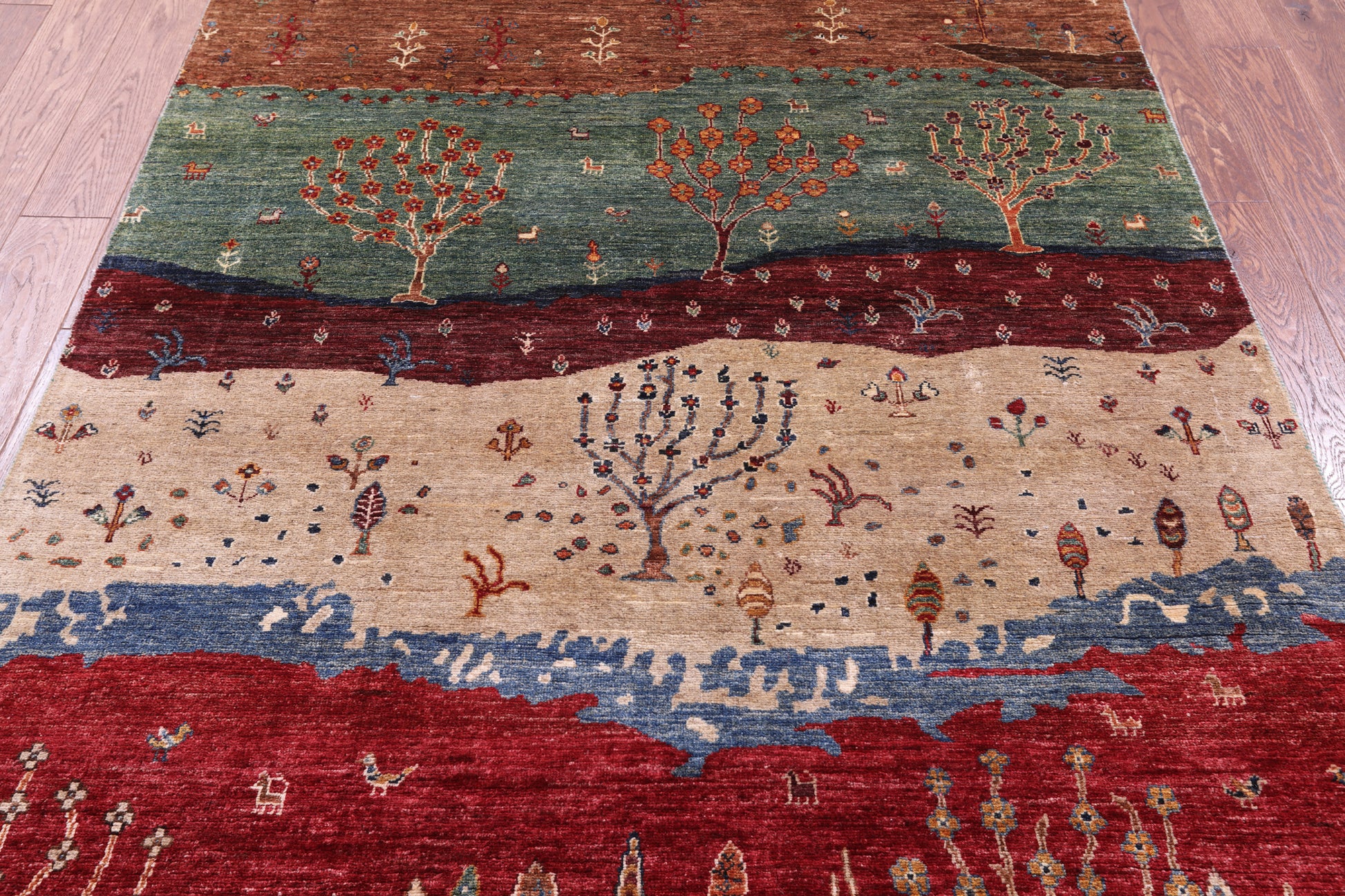 Tribal Persian Gabbeh Hand Knotted Wool Rug - 5' 1" X 6' 10" - Golden Nile