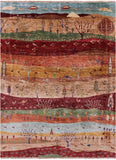 Tribal Persian Gabbeh Hand Knotted Wool Rug - 5' 2" X 6' 9" - Golden Nile