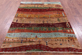 Tribal Persian Gabbeh Hand Knotted Wool Rug - 5' 2" X 6' 9" - Golden Nile