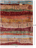 Tribal Persian Gabbeh Hand Knotted Wool Rug - 5' 2" X 6' 9" - Golden Nile
