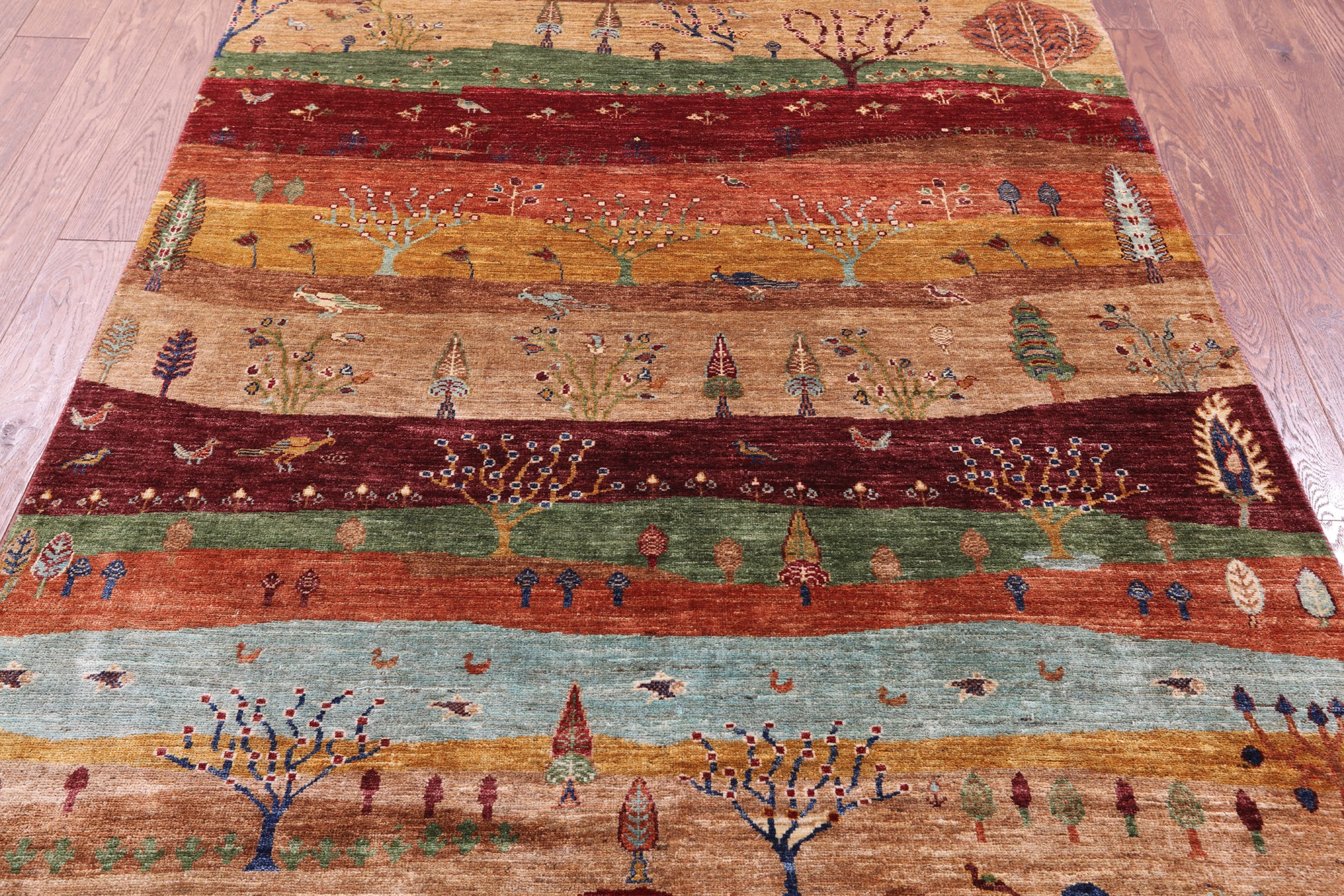 Tribal Persian Gabbeh Hand Knotted Wool Rug - 5' 2" X 6' 9" - Golden Nile