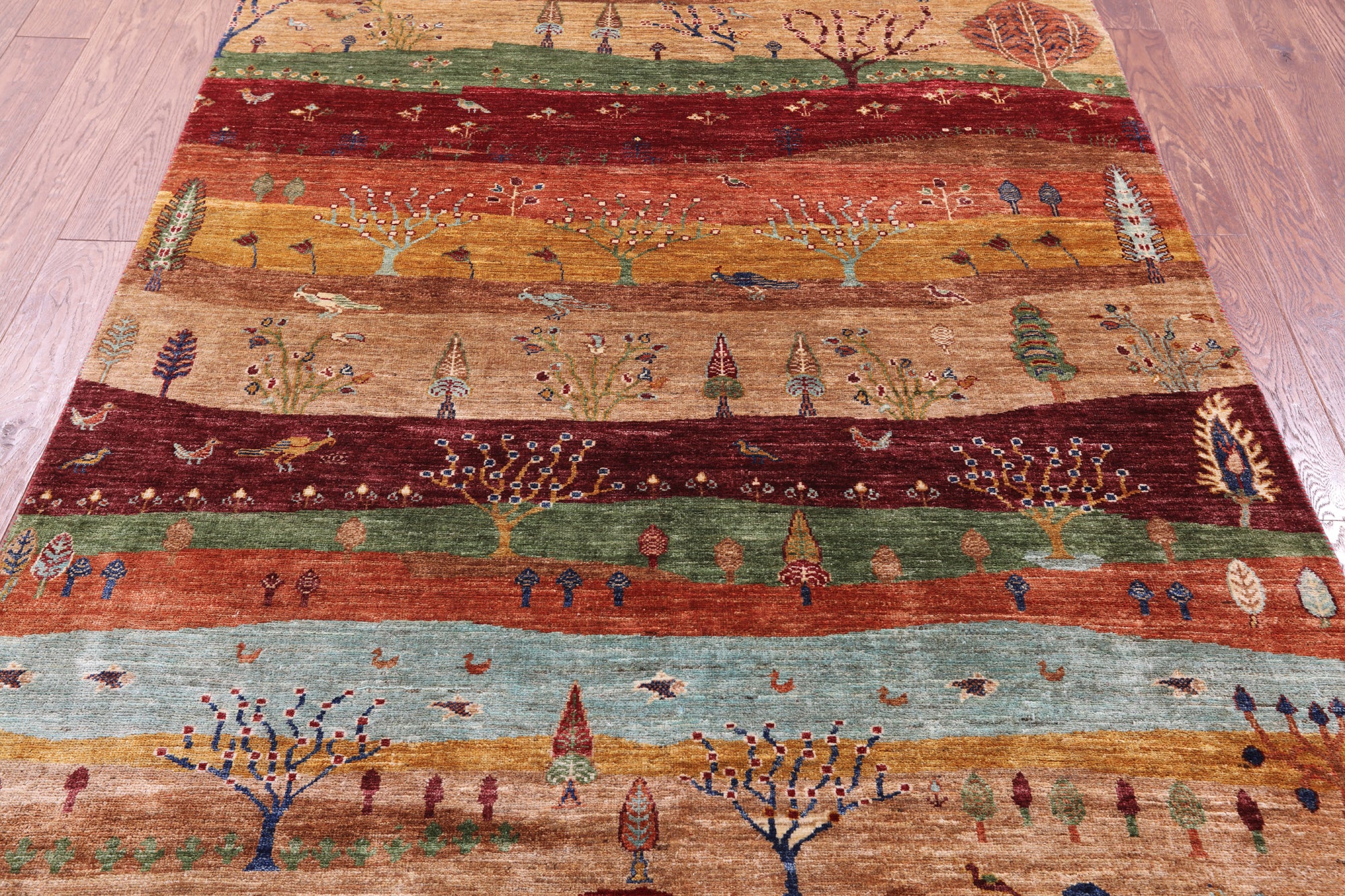 Tribal Persian Gabbeh Hand Knotted Wool Rug - 5' 2" X 6' 9" - Golden Nile