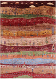 Tribal Persian Gabbeh Hand Knotted Wool Rug - 5' 3" X 7' 1" - Golden Nile