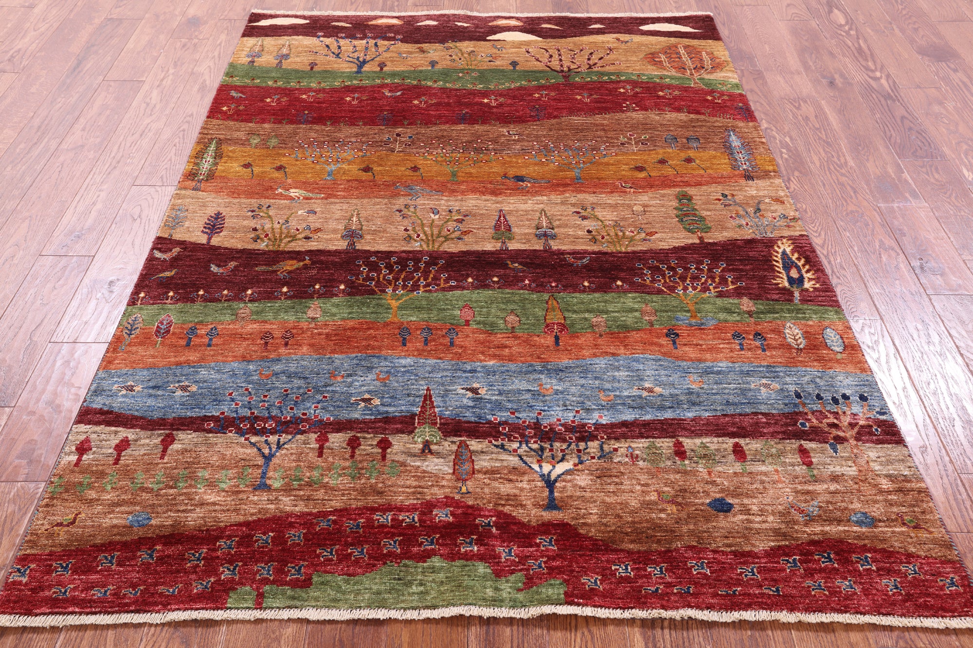Tribal Persian Gabbeh Hand Knotted Wool Rug - 5' 3" X 7' 1" - Golden Nile