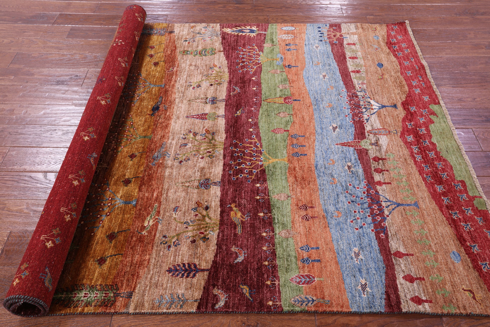 Tribal Persian Gabbeh Hand Knotted Wool Rug - 5' 3" X 7' 1" - Golden Nile