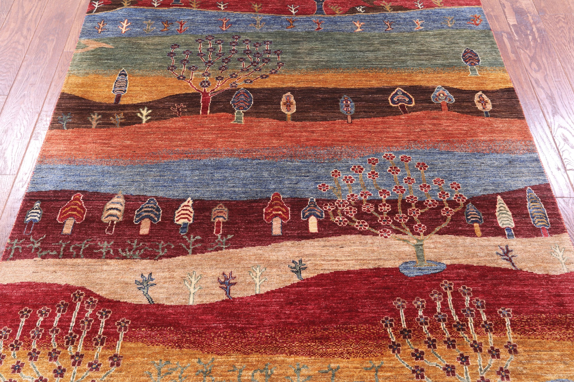 Tribal Persian Gabbeh Handmade Wool Rug - 5' 1" X 6' 8" - Golden Nile