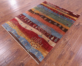 Tribal Persian Gabbeh Handmade Wool Rug - 5' 1" X 6' 8" - Golden Nile