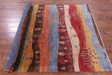 Tribal Persian Gabbeh Handmade Wool Rug - 5' 1" X 6' 8" - Golden Nile