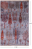 Grey Tribal Persian Gabbeh Hand Knotted Wool Rug - 3' 10" X 5' 9" - Golden Nile