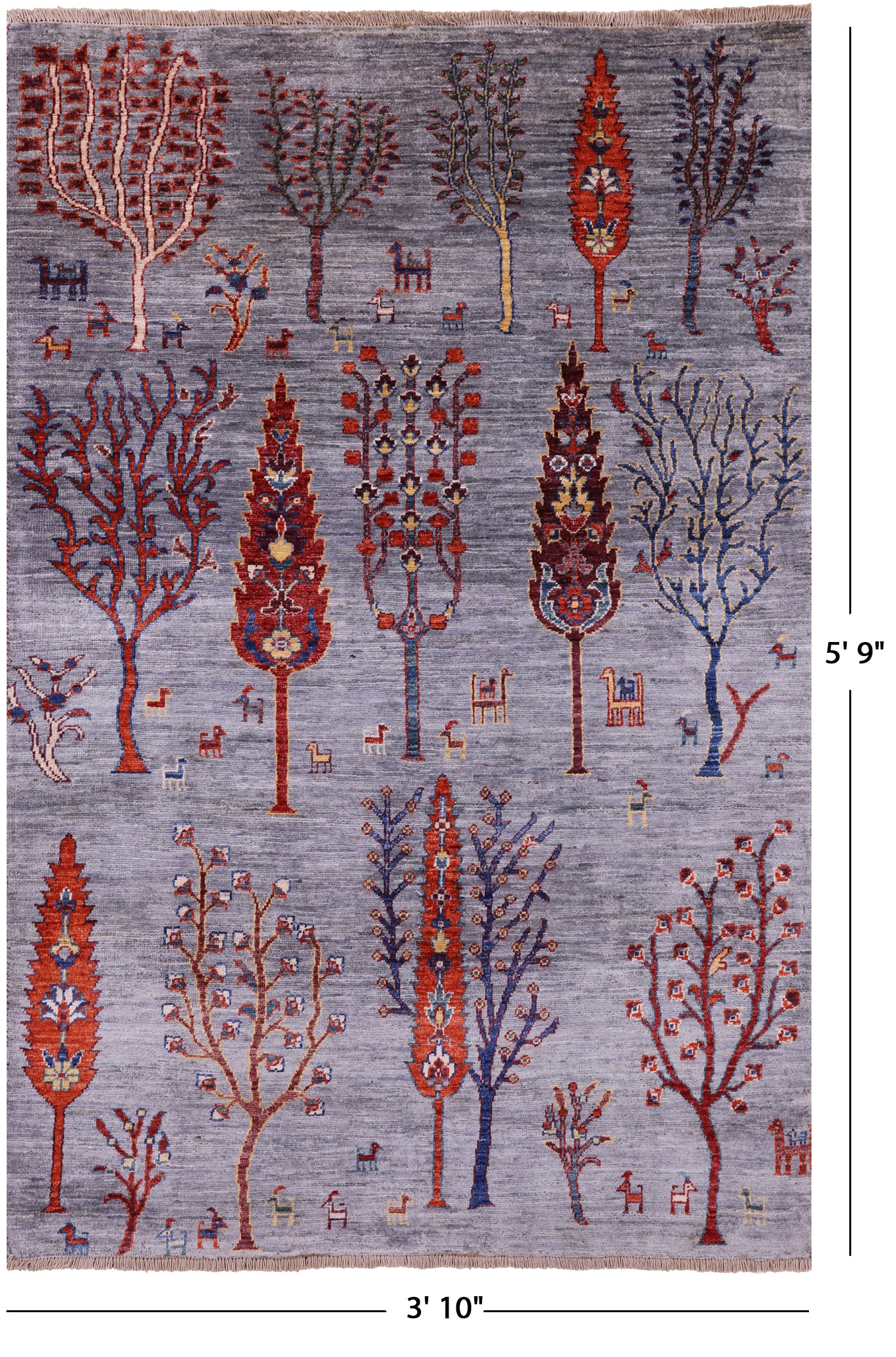 Grey Tribal Persian Gabbeh Hand Knotted Wool Rug - 3' 10" X 5' 9" - Golden Nile