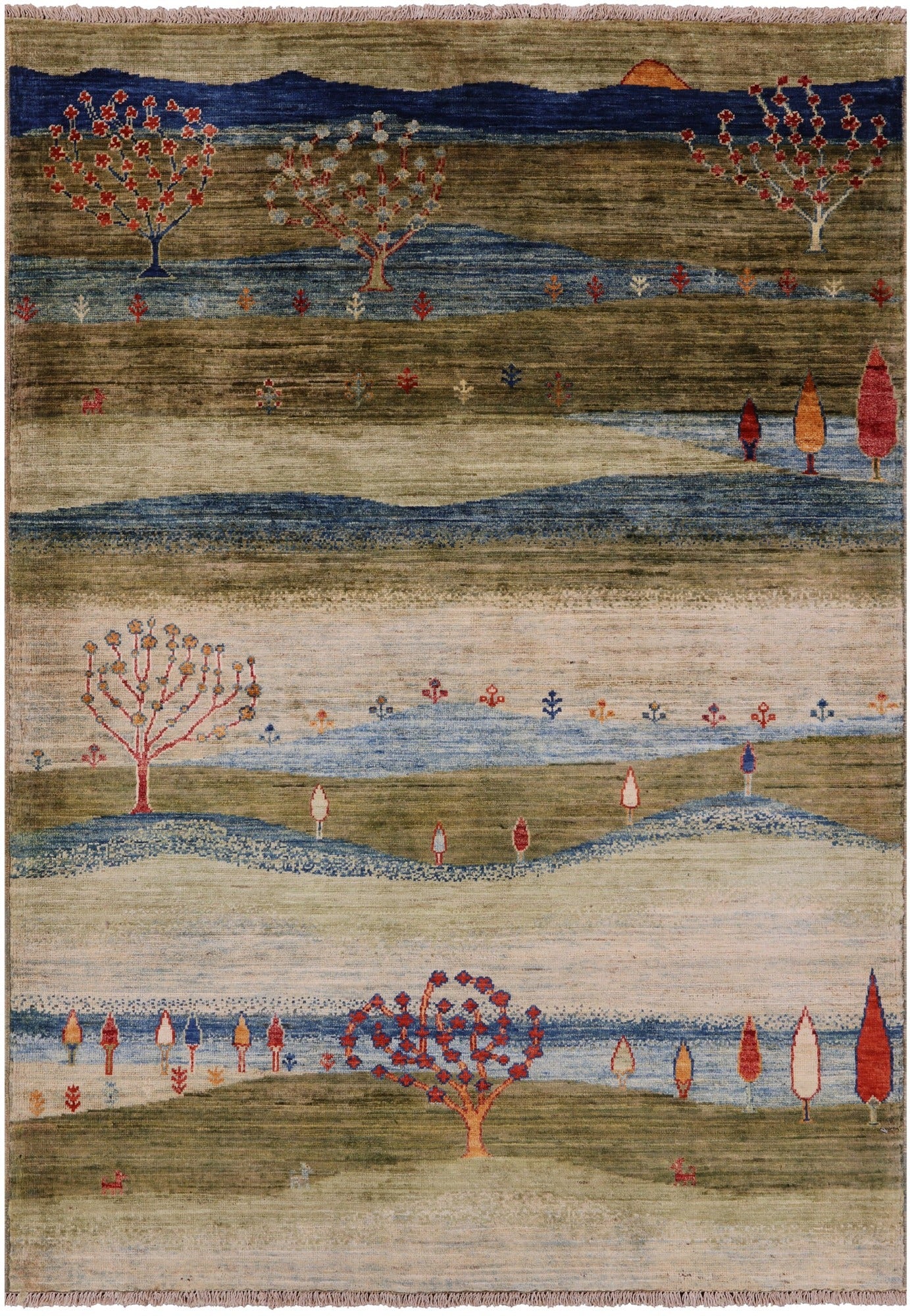 Tribal Persian Gabbeh Hand Knotted Wool Rug - 4' 0" X 5' 10" - Golden Nile