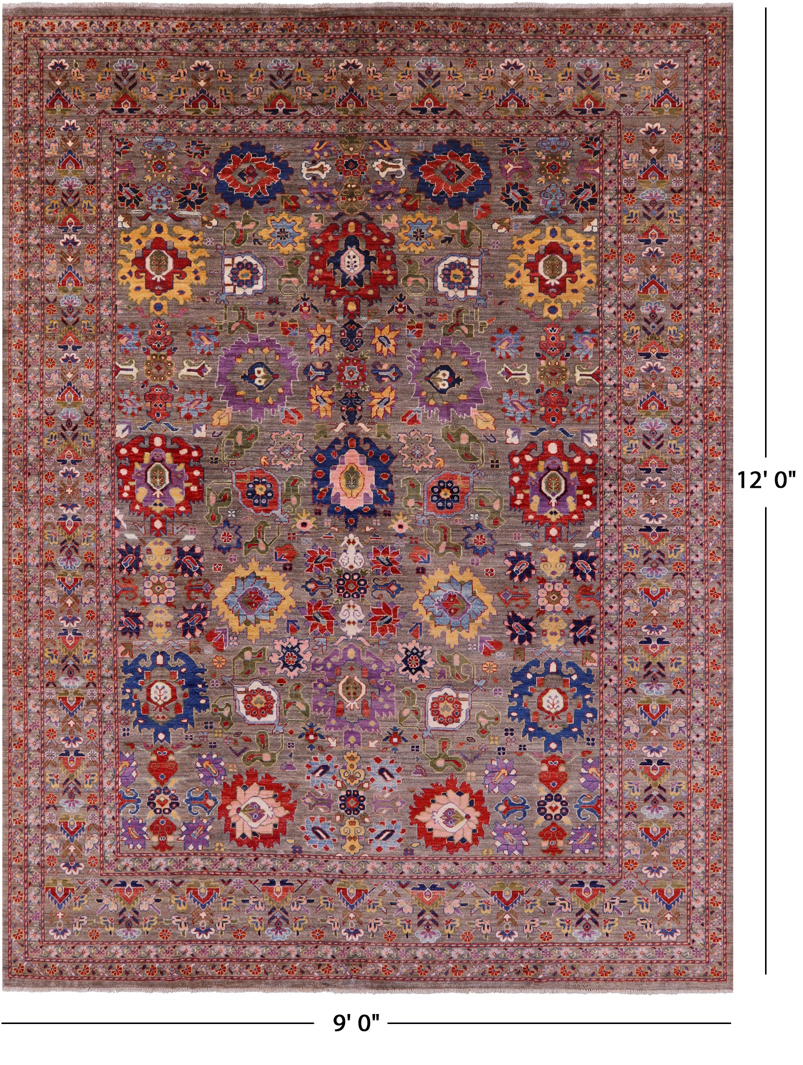Persian Fine Serapi Handmade Wool Rug - 9' 0" X 12' 0" - Golden Nile