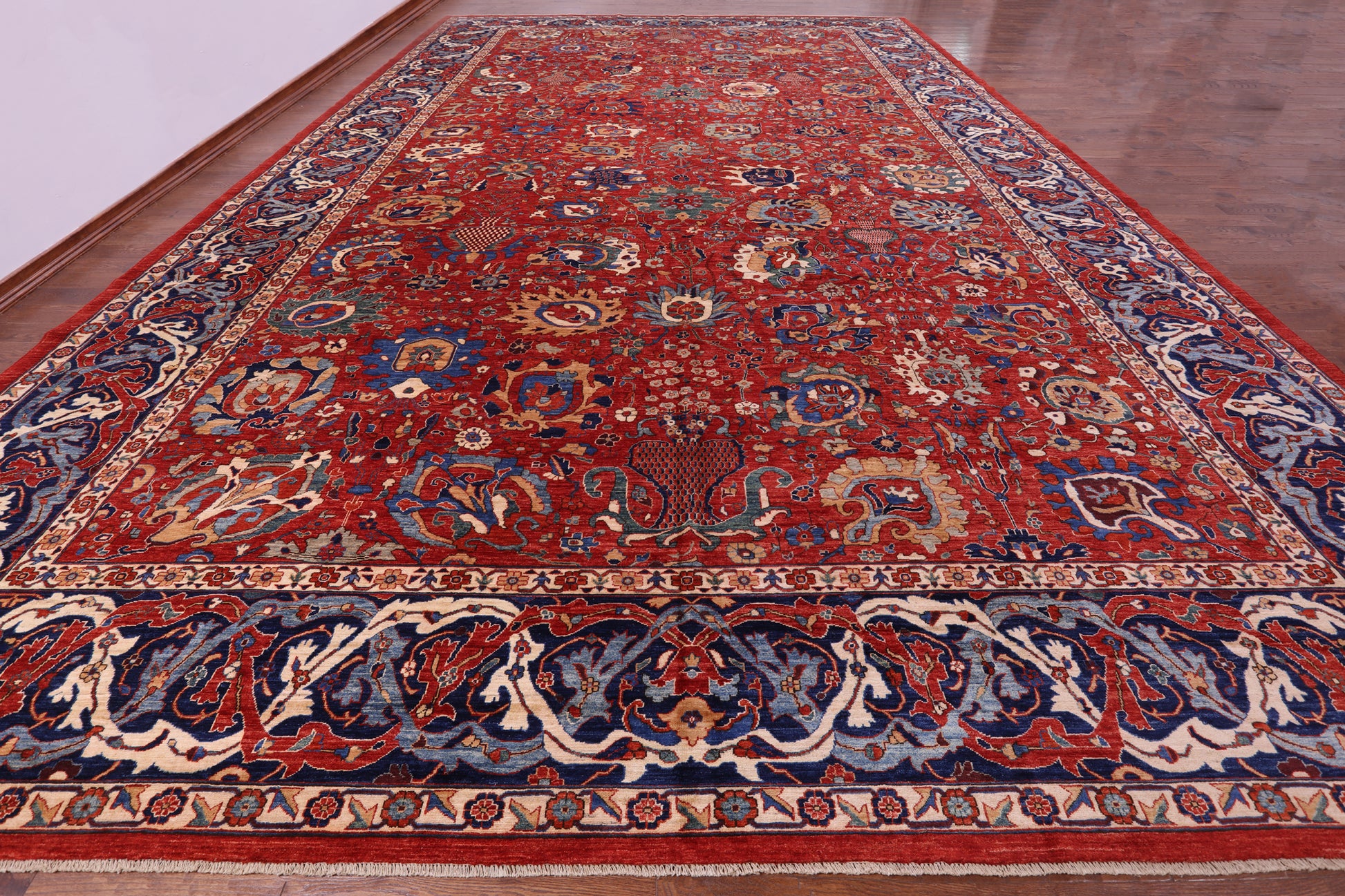 Red Persian Fine Serapi Handmade Wool Rug - 15' 0" X 24' 4" - Golden Nile