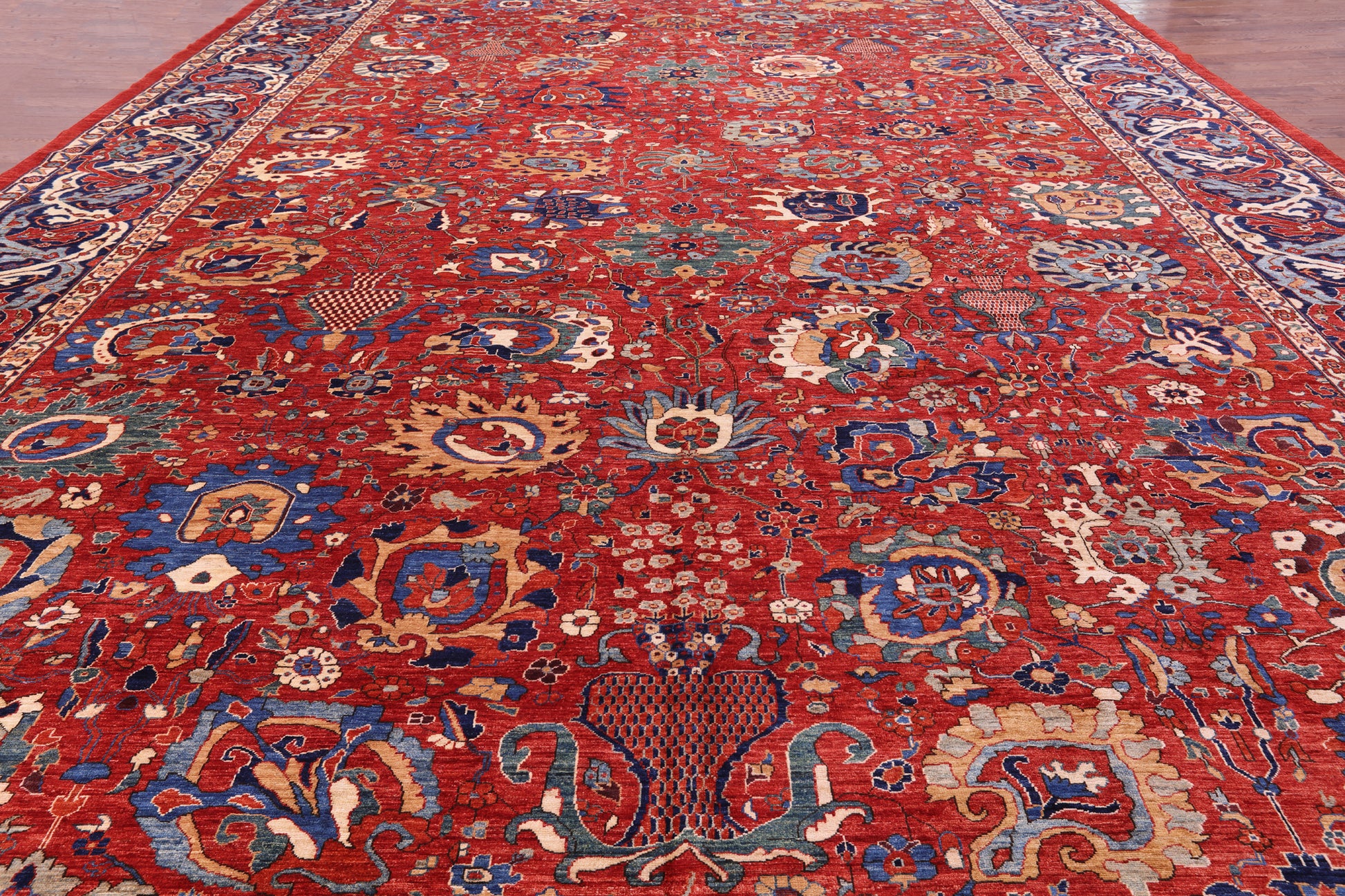 Red Persian Fine Serapi Handmade Wool Rug - 15' 0" X 24' 4" - Golden Nile