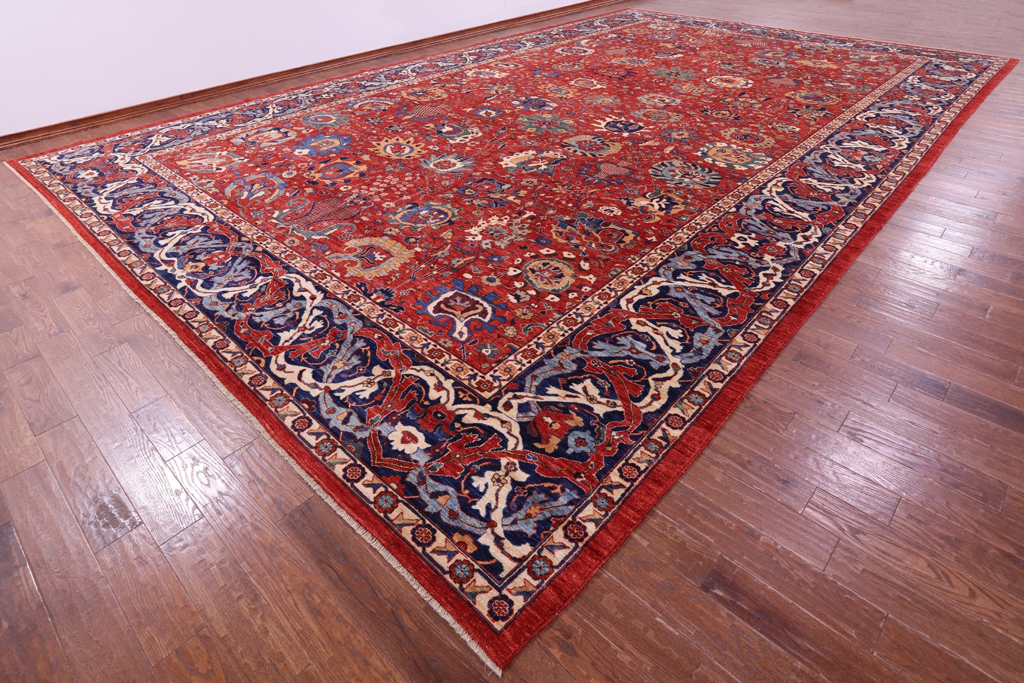 Red Persian Fine Serapi Handmade Wool Rug - 15' 0" X 24' 4" - Golden Nile