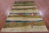 Tribal Persian Gabbeh Hand Knotted Wool Rug - 6' 4" X 9' 7" - Golden Nile
