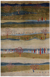 Tribal Persian Gabbeh Hand Knotted Wool Rug - 6' 4" X 9' 7" - Golden Nile