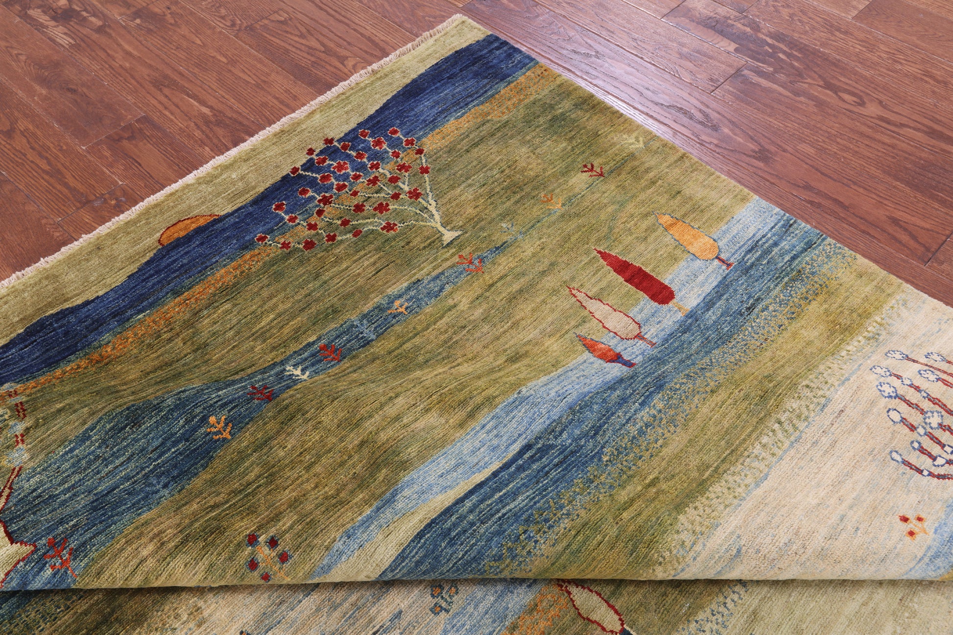 Tribal Persian Gabbeh Hand Knotted Wool Rug - 6' 4" X 9' 7" - Golden Nile