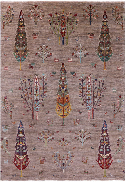 Tribal Persian Gabbeh Hand Knotted Wool Rug - 6' 7" X 9' 7" - Golden Nile