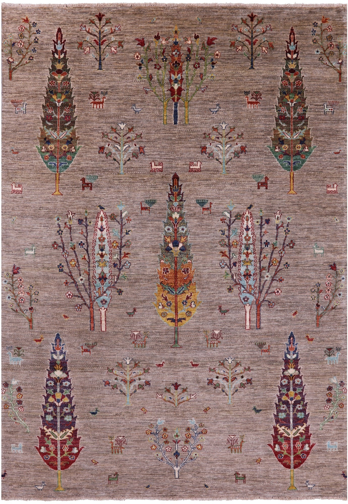 Tribal Persian Gabbeh Hand Knotted Wool Rug - 6' 7" X 9' 7" - Golden Nile