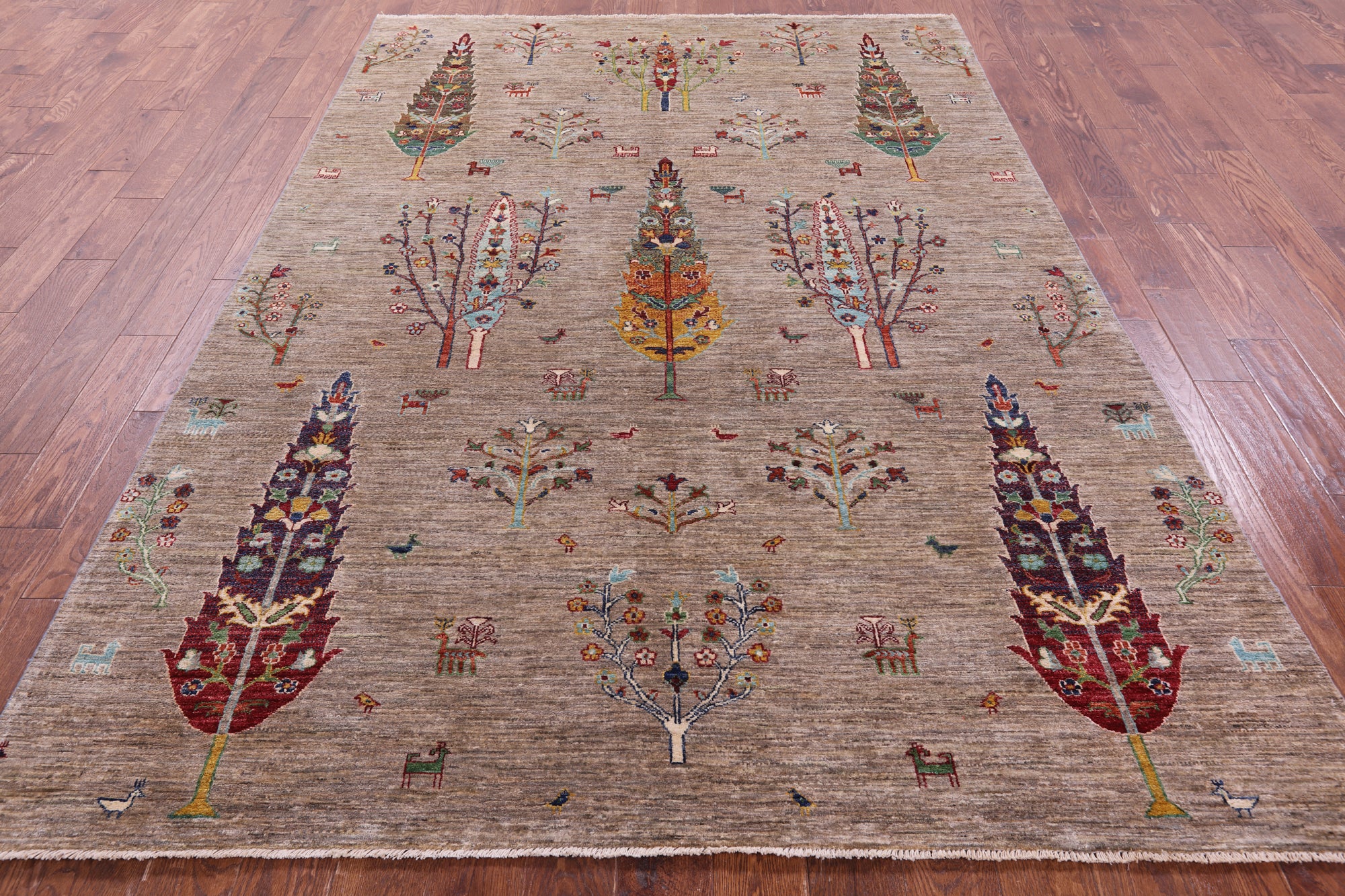 Tribal Persian Gabbeh Hand Knotted Wool Rug - 6' 7" X 9' 7" - Golden Nile