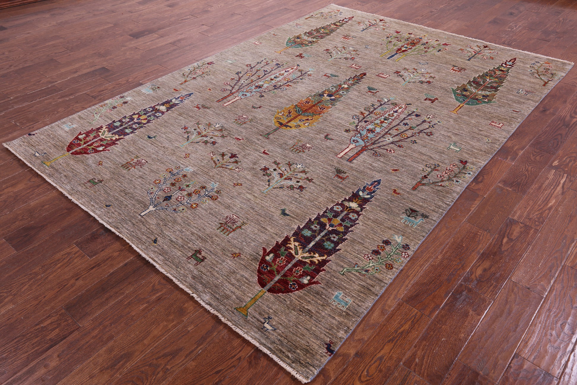 Tribal Persian Gabbeh Hand Knotted Wool Rug - 6' 7" X 9' 7" - Golden Nile
