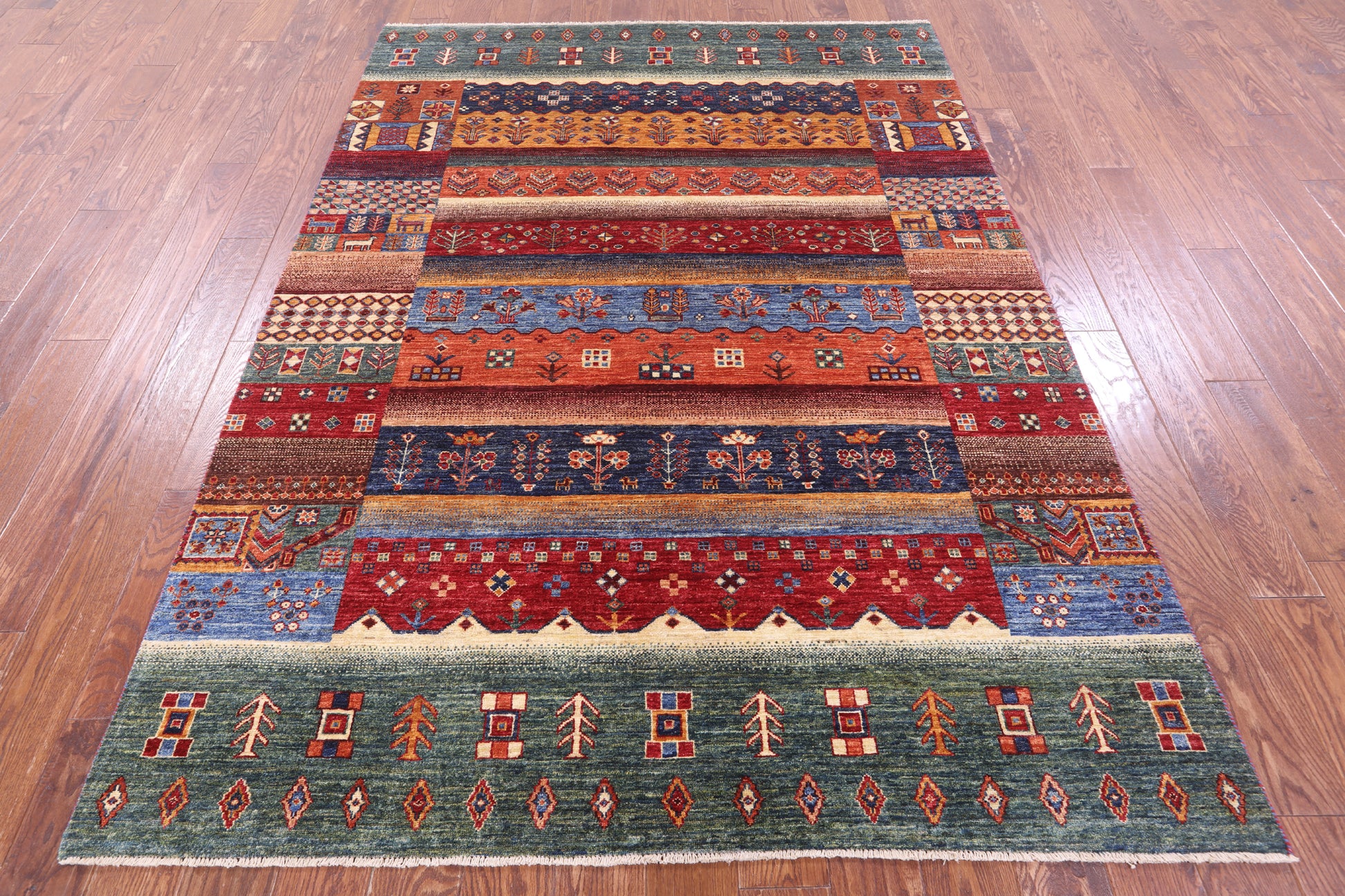 Tribal Persian Gabbeh Hand Knotted Wool Rug - 5' 8" X 7' 10" - Golden Nile