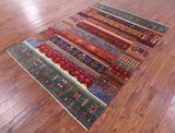 Tribal Persian Gabbeh Hand Knotted Wool Rug - 5' 8" X 7' 10" - Golden Nile