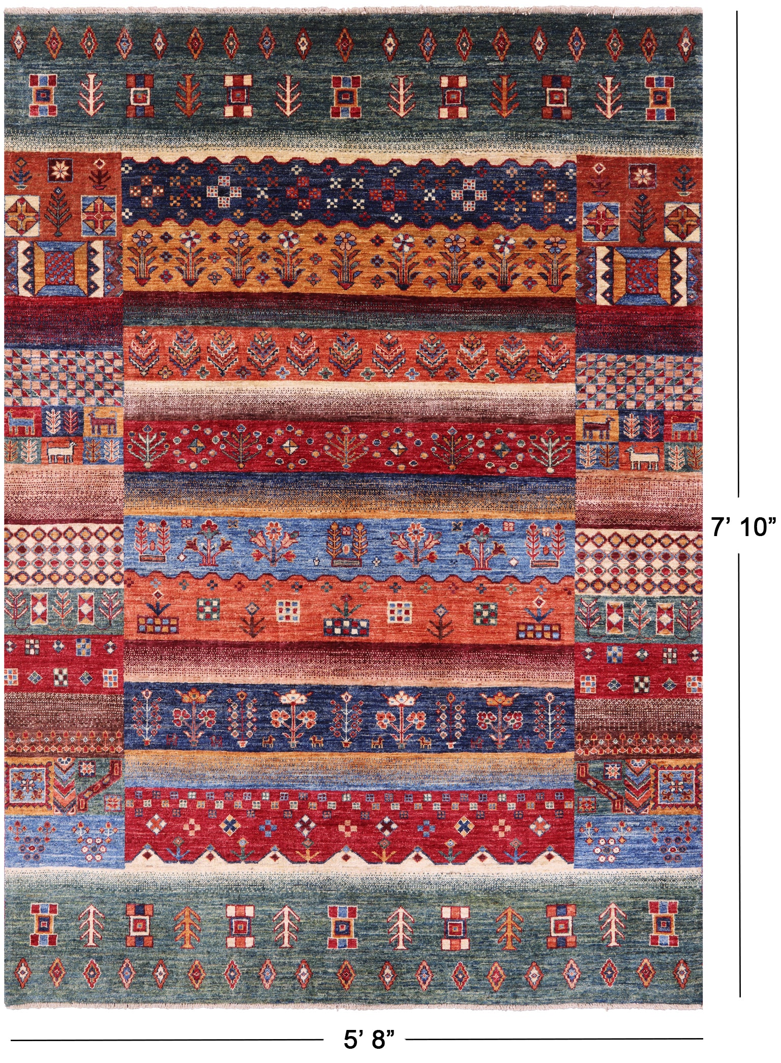Tribal Persian Gabbeh Hand Knotted Wool Rug - 5' 8" X 7' 10" - Golden Nile