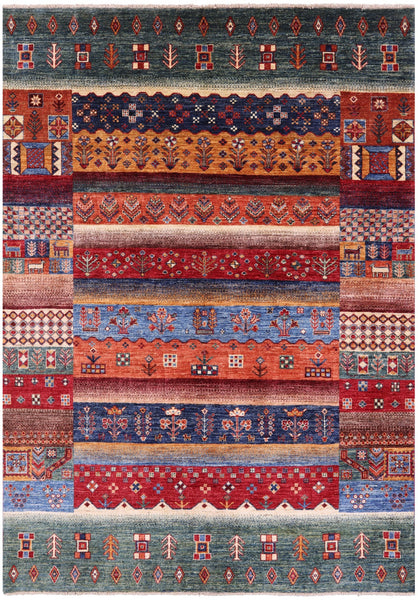 Tribal Persian Gabbeh Hand Knotted Wool Rug - 5' 8" X 7' 10" - Golden Nile