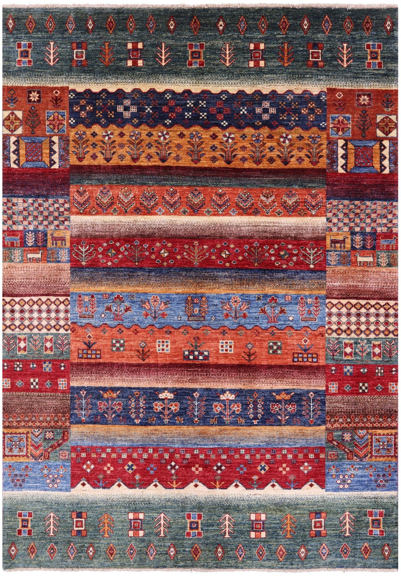 Tribal Persian Gabbeh Hand Knotted Wool Rug - 5' 8" X 7' 10" - Golden Nile