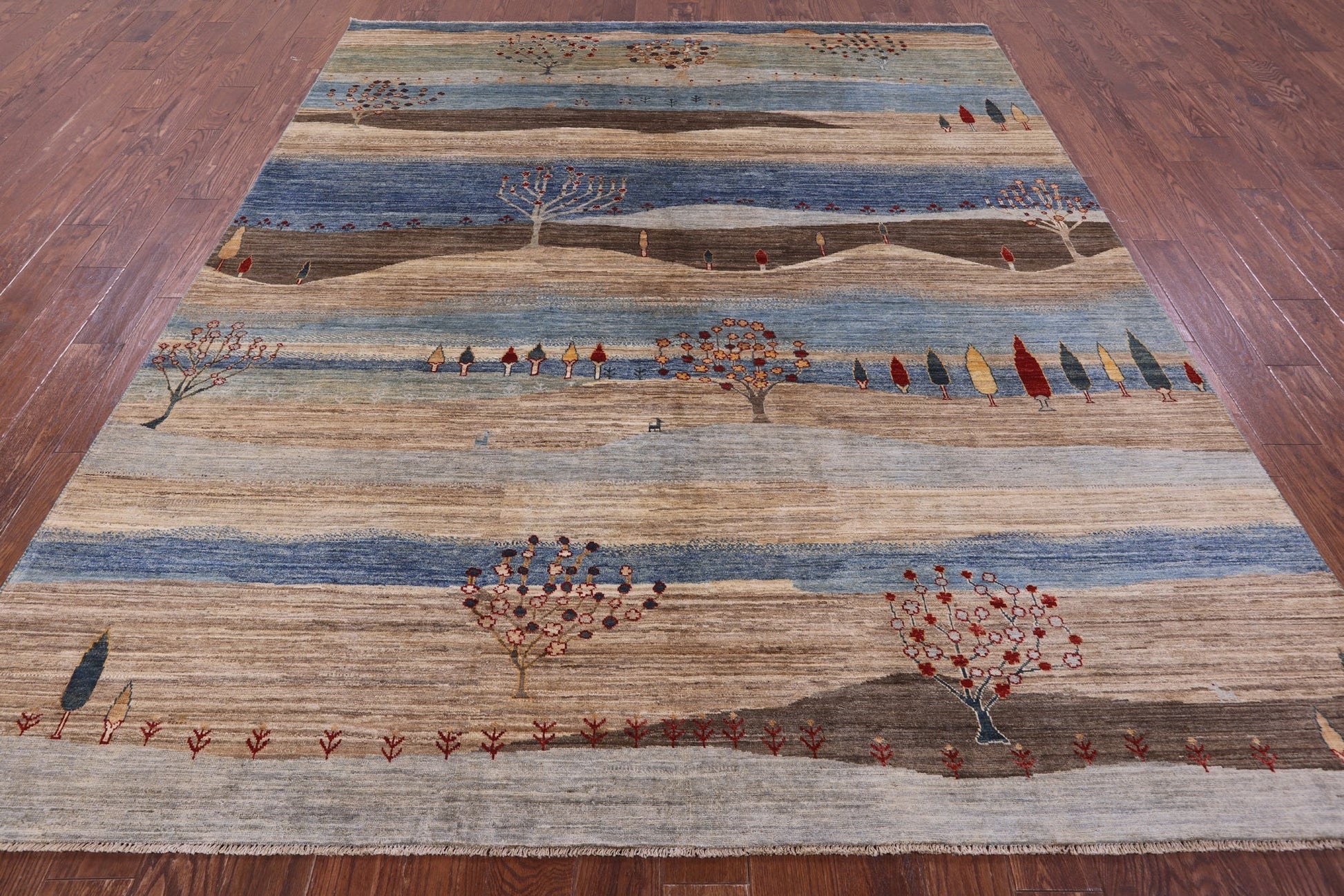 Tribal Persian Gabbeh Hand Knotted Wool Rug - 8' 0" X 9' 9" - Golden Nile